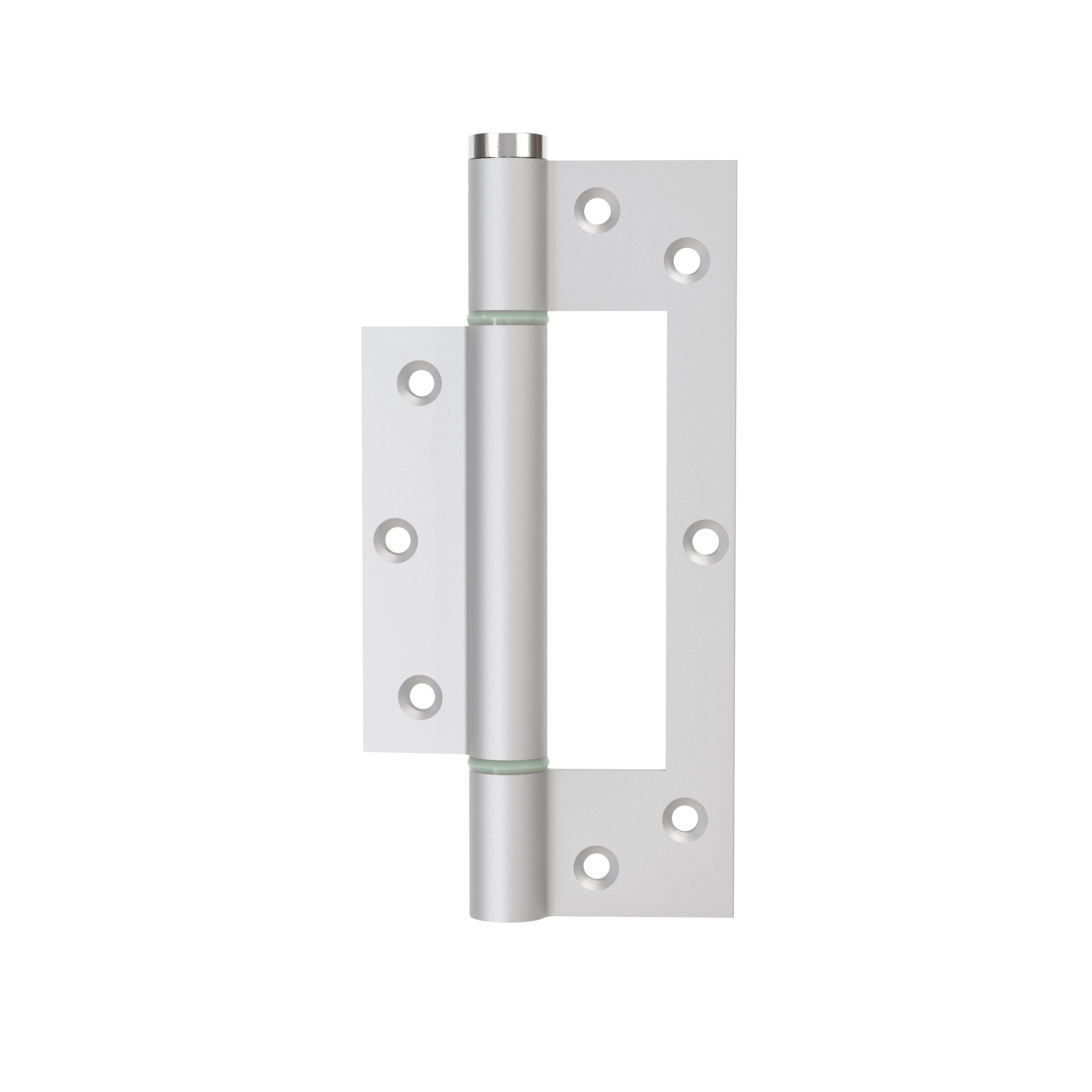 Charnière simple action à ressort, 150X40 mm, en aluminium anodisée argent posée totalement en applique - Gris / argent