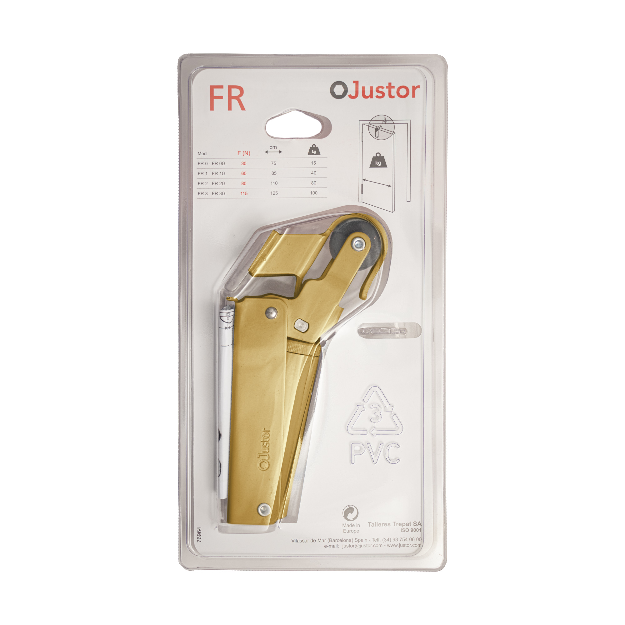 Frein de rétention force 60 N en aluminium anodisé or pour porte jusqu’à 40 KG - Jaune / doré - Imagen 5