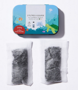 Filtres à eau pour gourde enfant – Lot de 2 – Charbon actif naturel - Noir