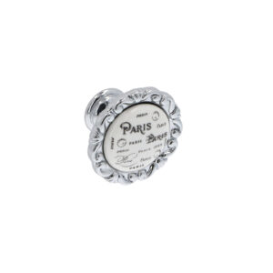 Bouton pour meubles en zamac et Porcelaine Diamètre 39mm chrome poli – Gris / argent, Zamak