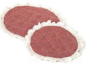 Napperon rond rouge diamétre 21 cm avec dentelle lot de 6 – Coton