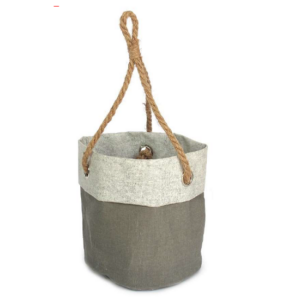 Grand panier suspendu en tissu gris 19 diamx h19cm – Gris / argent