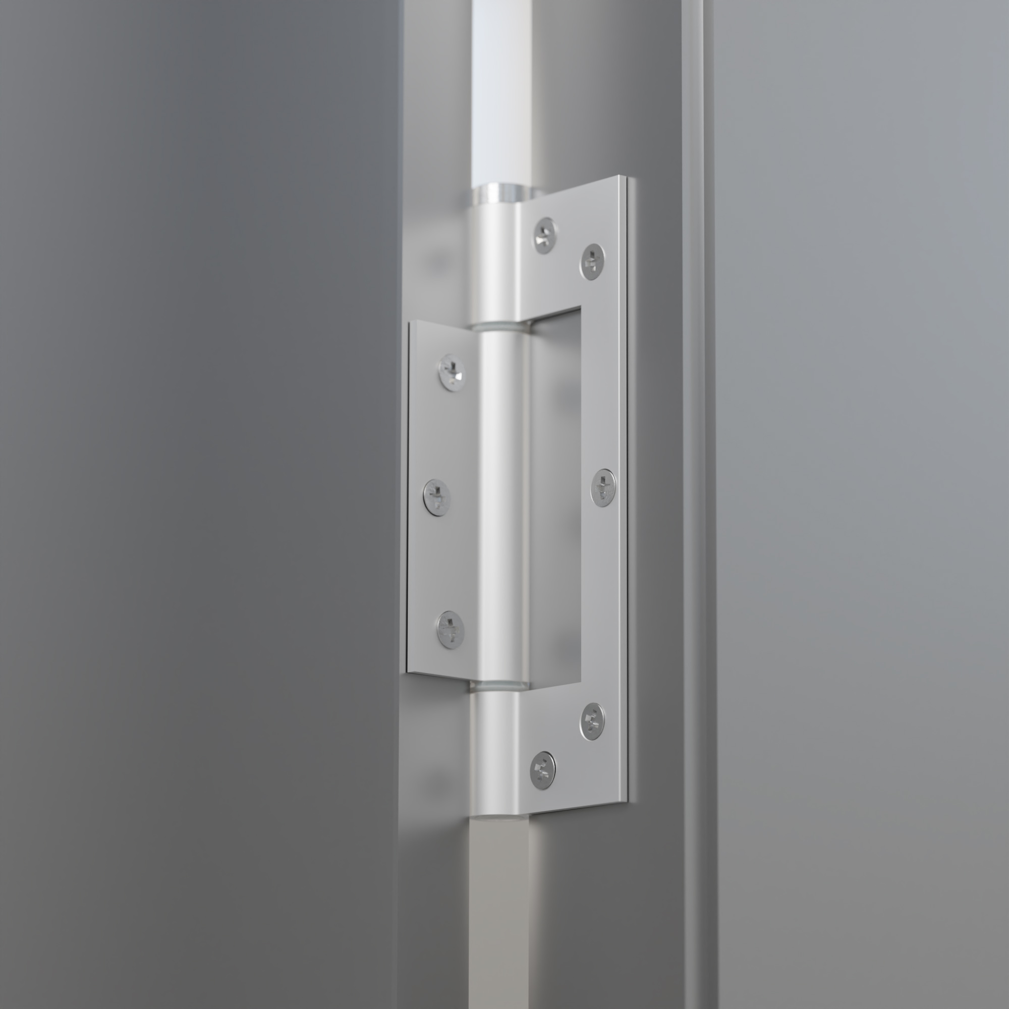 Charnière simple action à ressort, 150X40 mm, en aluminium anodisée argent posée totalement en applique - Gris / argent – Image 3