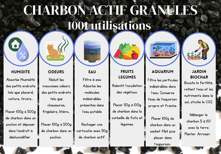 Charbon actif végétal en granulés – 1 kg – Purification eau, air et sols - Noir - Imagen 2