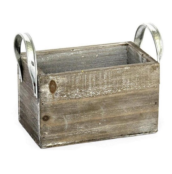 Porte 2 bouteilles, Poignée metal. - Marron, Bois