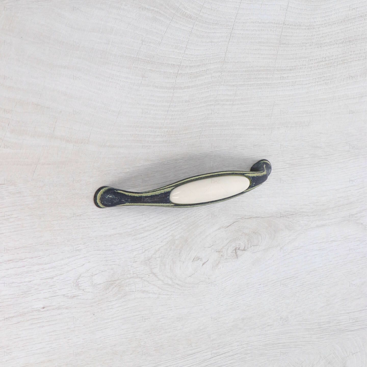 Poignée pour meubles en zamac et Porcelaine Entraxe 160mm Ivoire rustique - Anthracite, Zamak - Imagen 4