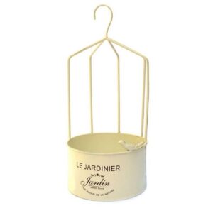 Jardinière suspendue en métal, D 20cm – Blanc