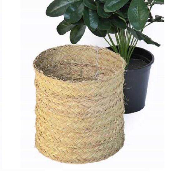 Couvre les pots cylindrique décoratif en sparte naturelle 35cm de diamètre x 35cm de hauteur sans fond - Beige, Osier