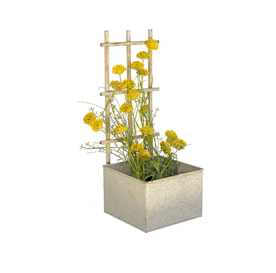 Jardinière en métal gris 18x19 x h45cm - Gris / argent - Image 2