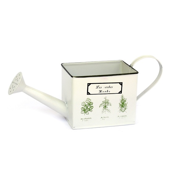 Arrosoir de jardin en métal, H 11,5cm - Blanc
