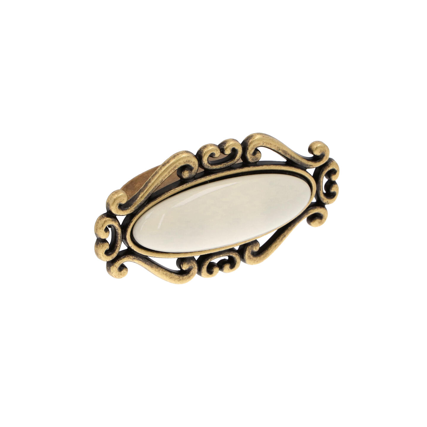Bouton pour meubles en zamac et Porcelaine Entraxe 32mm Florence antique - Marron, Zamak