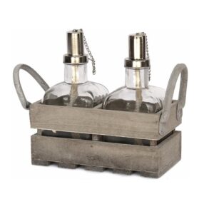 Pot à huile avec support en bois, L 21,5 cm – Incolore / transparent