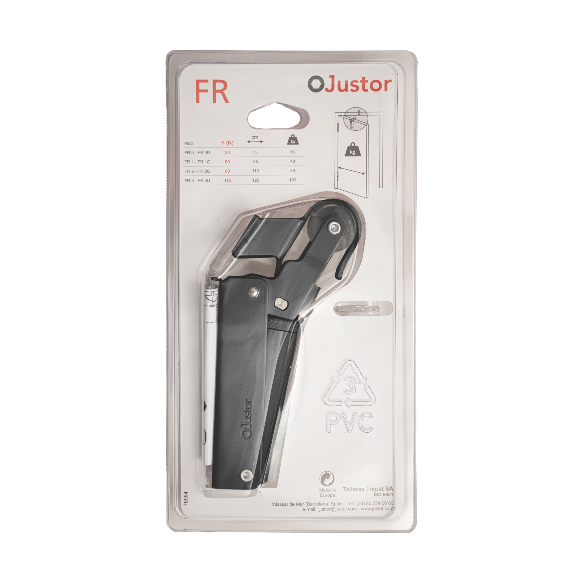 Frein de rétention Réglable force 30 a 60 N en aluminium anodisé noir, pour porte jusqu’à 40 KG – Image 5