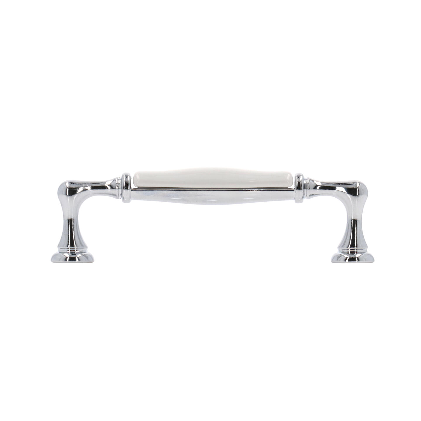 Poignée pour meubles en zamac et porcelaine Entraxe 96mm chrome poli - Gris / argent, Zamak – Image 2