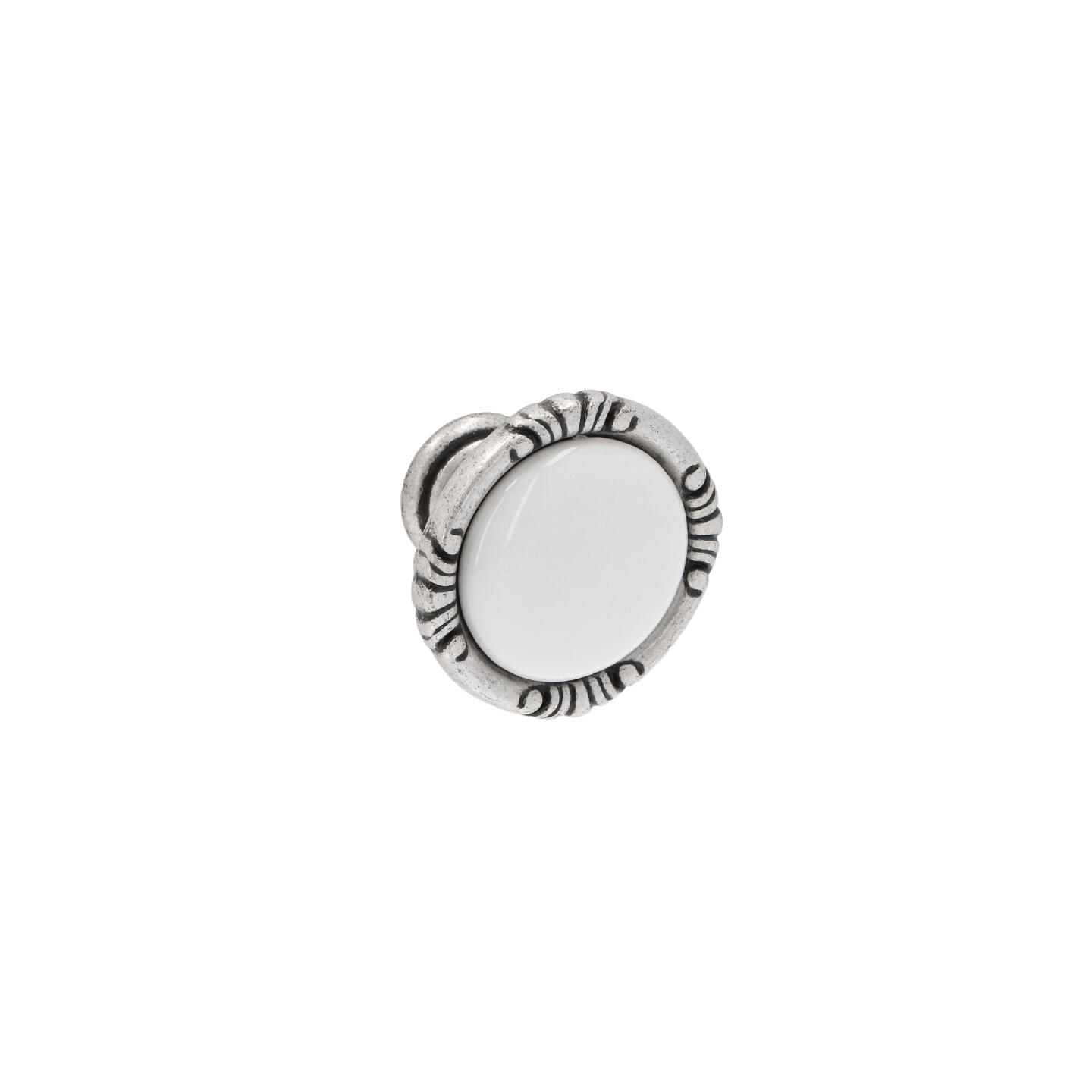 Bouton pour meubles en zamac et Porcelaine Diamètre 38mm Vieil argent brillant - Gris / argent, Zamak
