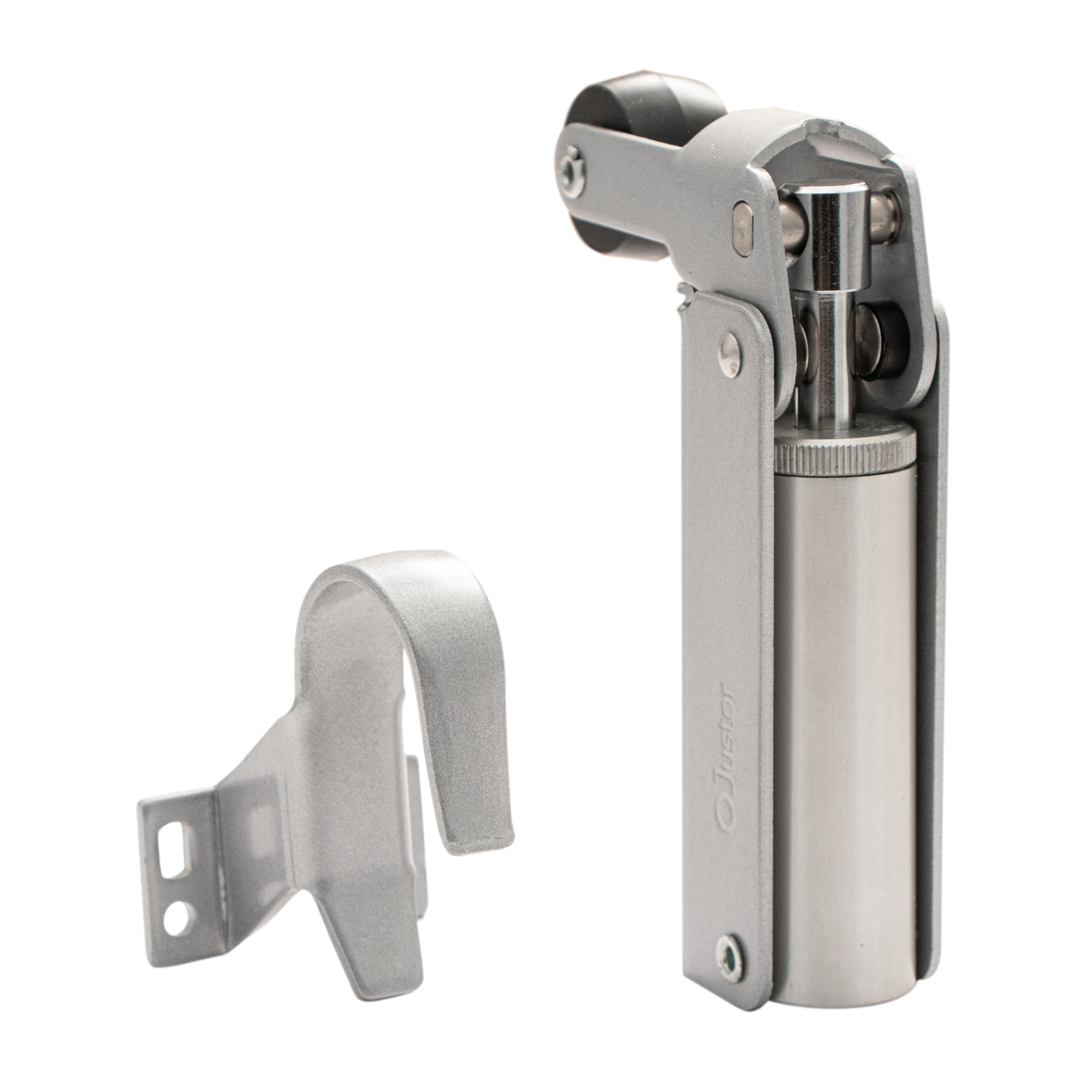 Frein de rétention force 115 N, en aluminium anodisé argent, pour porte jusqu’à 100 KG. - Gris / argent