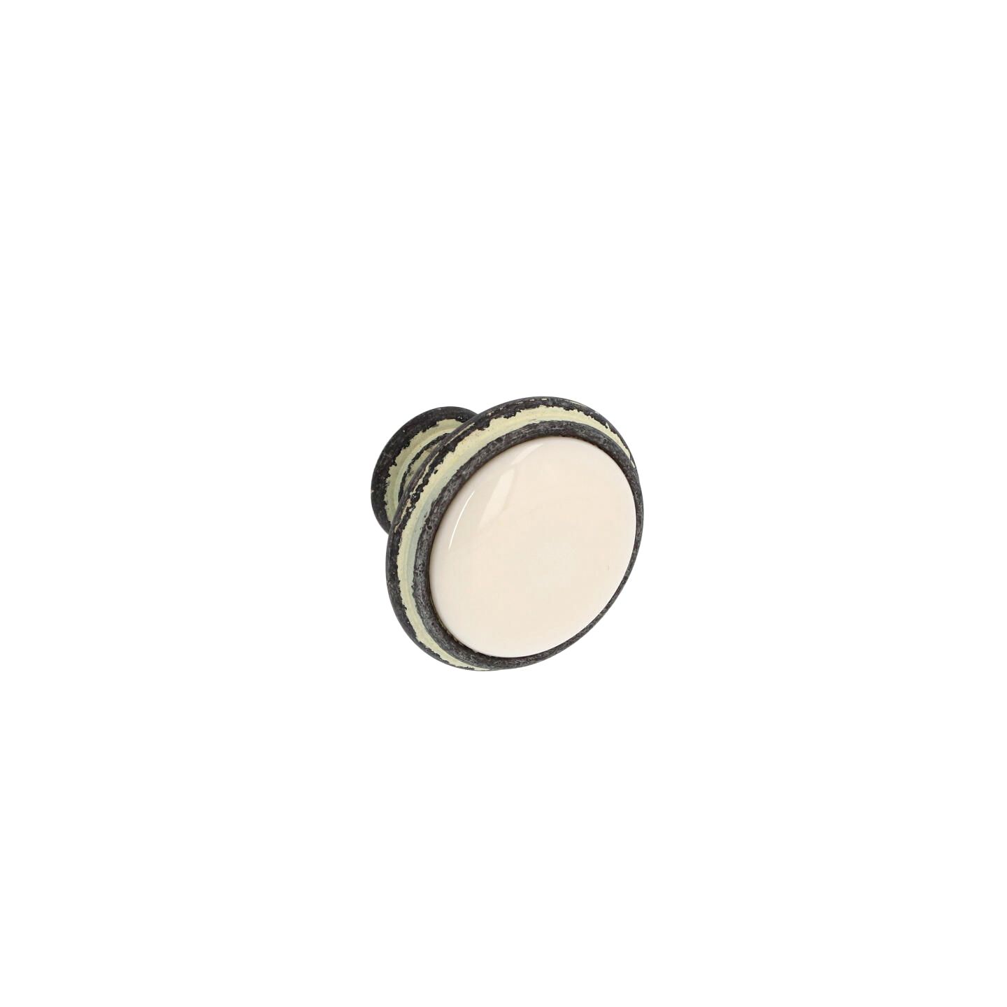 Bouton pour meubles en zamac et Porcelaine Diamètre 35mm Ivoire rustique - Beige, Zamak