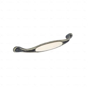 Poignée pour meubles en zamac et Porcelaine Entraxe 160mm Ivoire rustique – Anthracite, Zamak