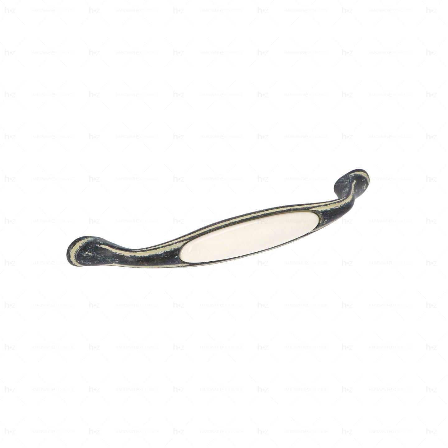 Poignée pour meubles en zamac et Porcelaine Entraxe 160mm Ivoire rustique - Anthracite, Zamak