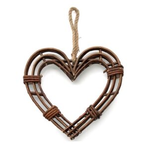 Cœur en fibre naturelle 40x40x h5cm marron, décoration de la Saint-Valentin