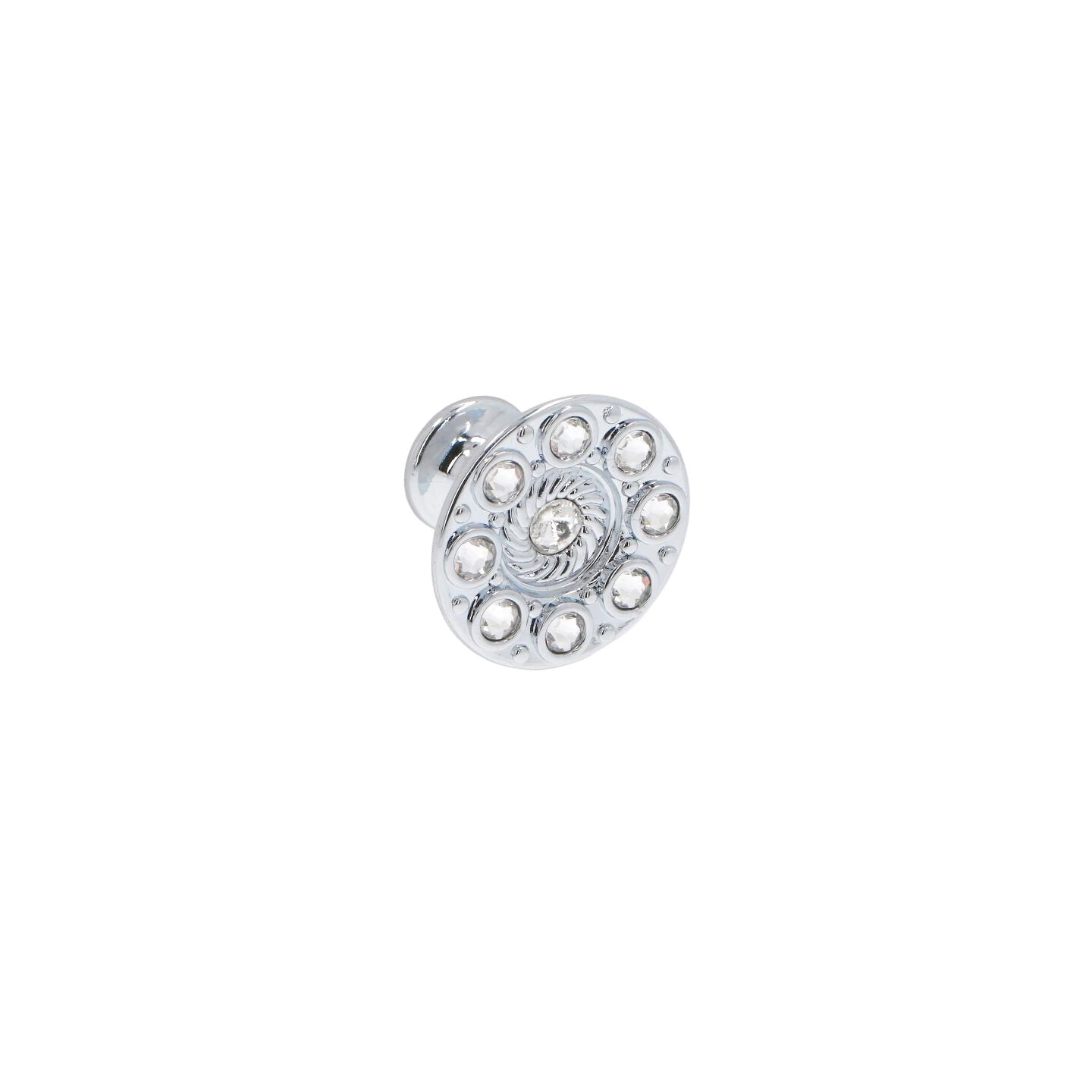 Bouton pour meubles en zamac et cristal Diamètre 32mm chrome poli - Gris / argent, Zamak