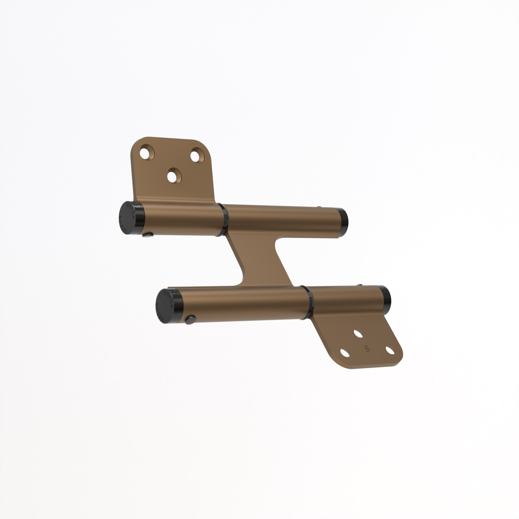 Charnière va et vient à ressort, 120X35 mm, mouvement 180 °, en aluminum anodisée bronze, posée totalement en applique, - Orange / cuivré, Aluminium – Image 2