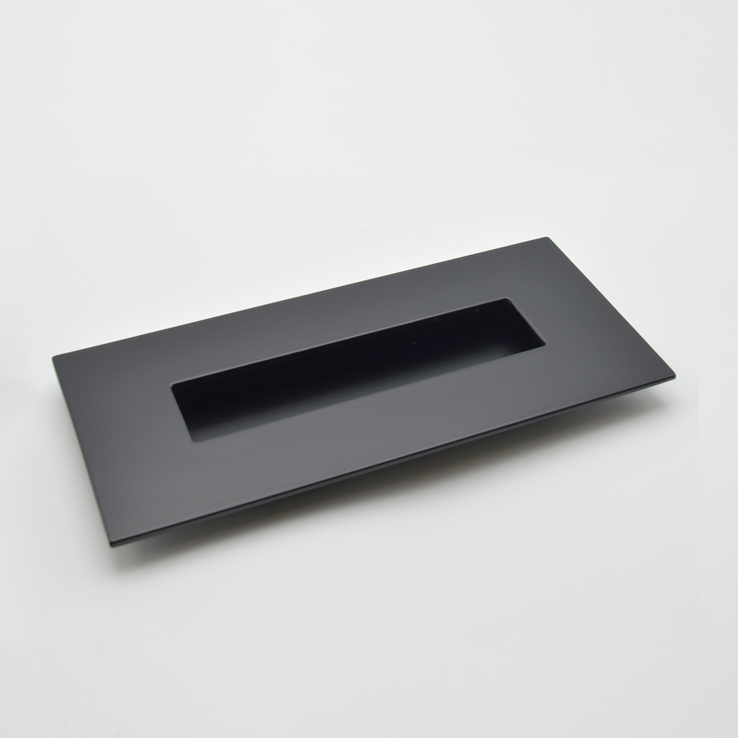 Poignée cuvette rectangulaire de meuble en zamac 155x73 mm NOIR MAT - Zamak