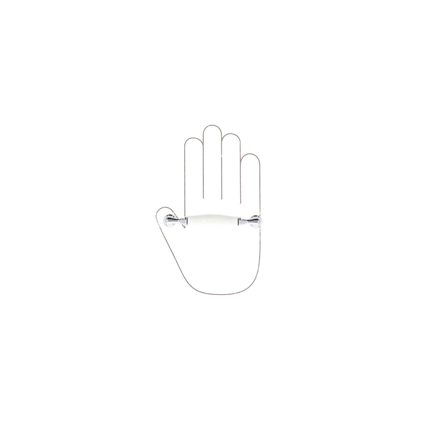 Poignée pour meubles en zamac et porcelaine Entraxe 96mm chrome poli - Gris / argent, Zamak – Image 4