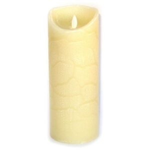 Bougie LED diamètre 9x 23 cm avec interupteur 3 positions dont temporisation 12 heures fonctionne avec 3 piles AAA non fournies – Beige, Plastique