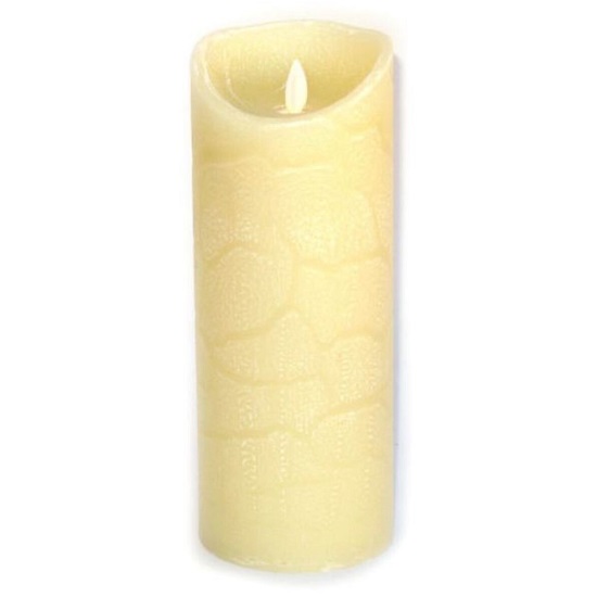 Bougie LED diamètre 9x 23 cm avec interupteur 3 positions dont temporisation 12 heures fonctionne avec 3 piles AAA non fournies - Beige, Plastique