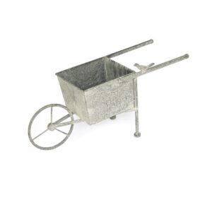 Jardinière Brouette en métal gris. – Gris / argent