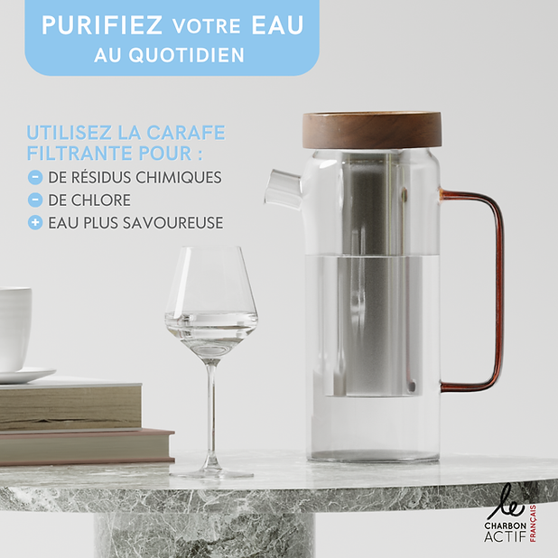 Carafe filtrante en verre 1,5L – Filtration naturelle au charbon actif - Transparent – Image 4