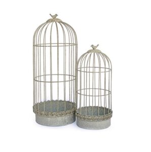 2 cages 26×26 x h62cm et 32×32 x h82cm en métal gris – Gris / argent