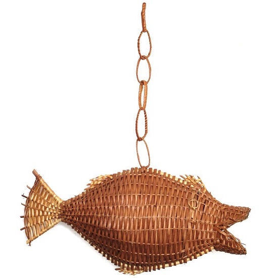 Poisson en rotin naturel, H 26cm - Marron – Image 2
