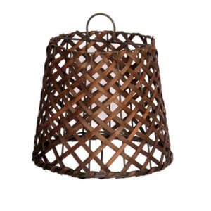 Abat-jour éclairage pied en osier marron, D 19 cm, – Bois