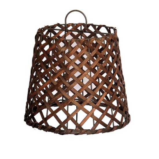 Abat-jour éclairage pied en osier marron, D 19 cm, - Bois