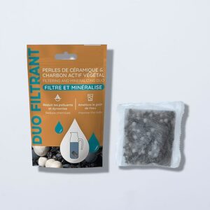 Duo filtrant au charbon végétal actif et céramiques de Nagano – Noir, Charbon actif