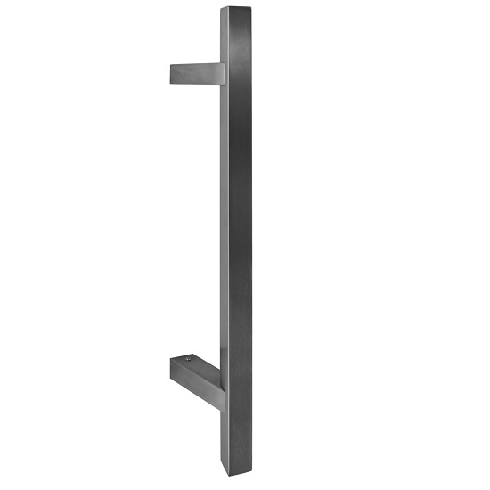 Poignée de tirage Carrée 25x25 mm - Entraxe=350 - S=85 - A=70 - L=500 mm - incliné 45° - INOX 304 poli - Gris / argent, Acier inoxydable