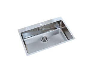 Évier de cuisine, 1 bac, inox satiné. – Gris / argent, Acier inoxydable