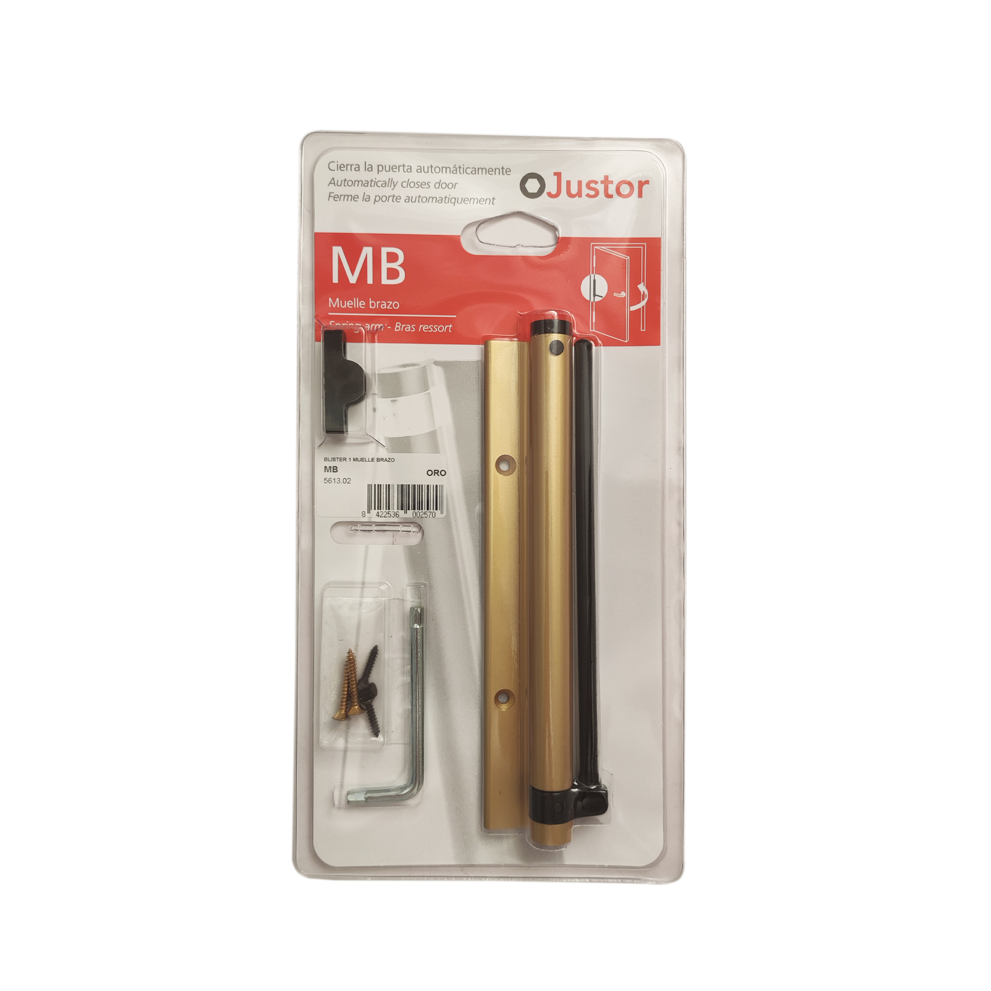 Bras à ressort ferme porte, a corps très fin en Aluminium anodisé or - Jaune / doré – Image 6