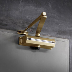 Ferme portes haute performance premium, Force réglable de 4 à 5, corps en Aluminium OR. – Jaune / doré