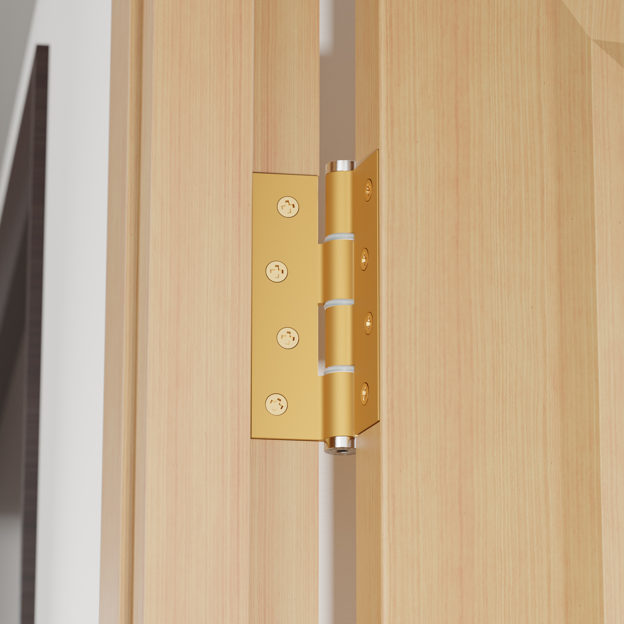 Charnière simple action à ressort, 120X40 mm, en aluminium anodisée or, pour porte de 40 mm - Jaune / doré – Image 3