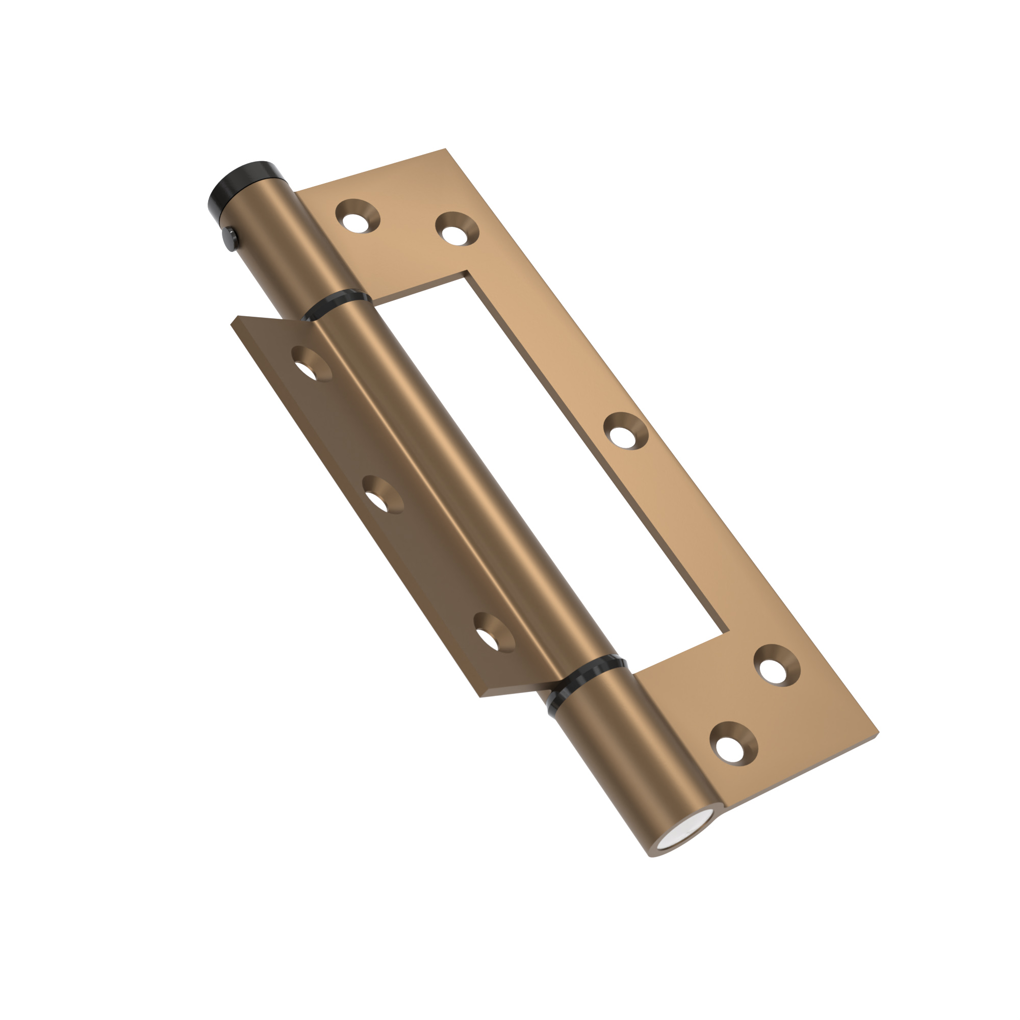 Charnière simple action à ressort, 150X40 mm, en aluminium anodisée bronze posée totalement en applique, a lame centrée. <br /> - Orange / cuivré – Image 2