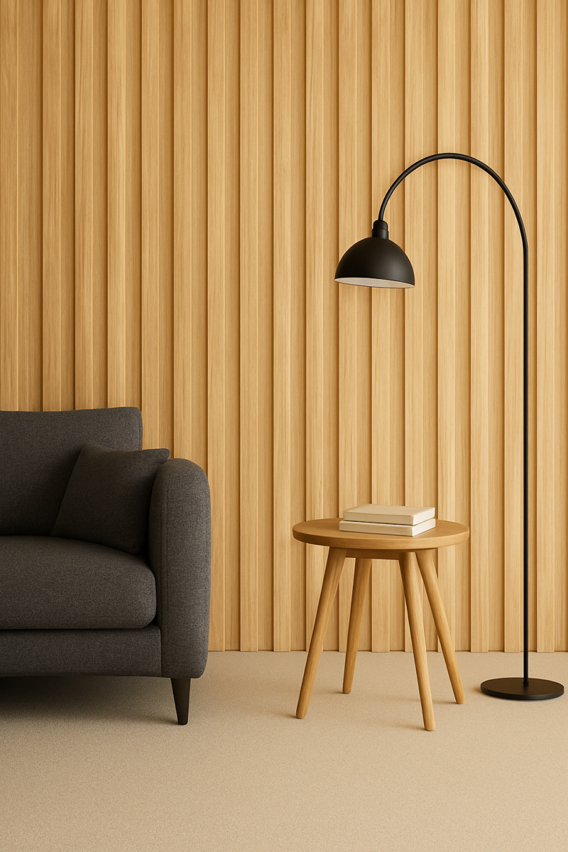 Panneau mural 3D en MDF massif Chene naturel mat de 2760 mm X 750 mm – Design ondulé SMOOTH WAVY – Revêtement décoratif intérieur  - Marron