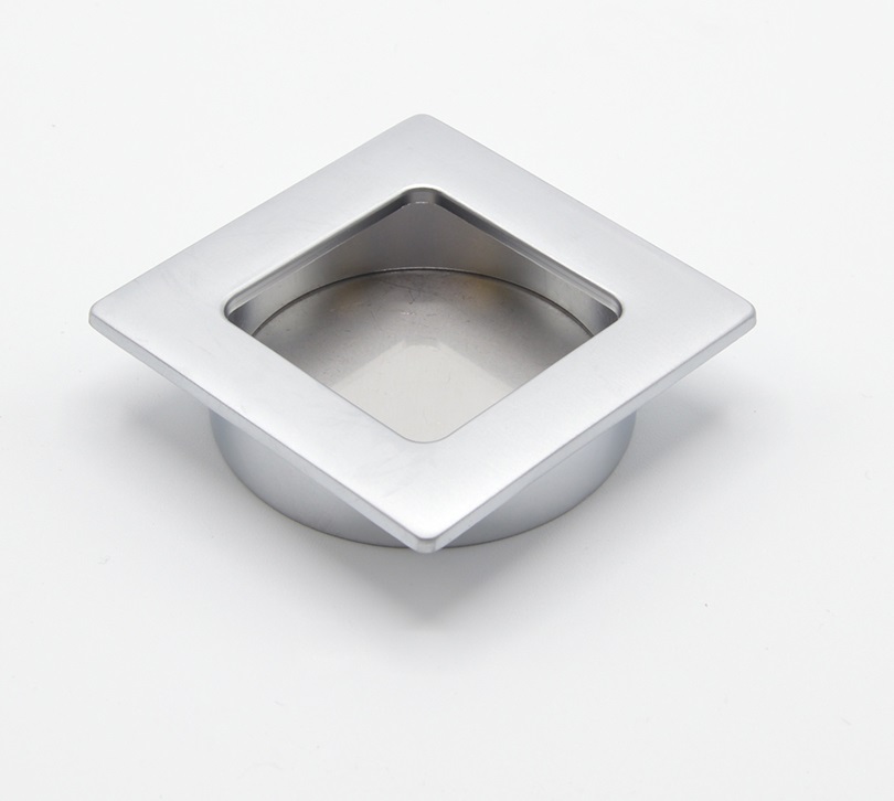 Poignée cuvette carrée de meuble en zamac 50x50 mm CHROMÉ MAT - Jaune / doré, Zamak – Image 3