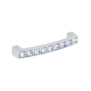Poignée pour meubles en zamac et cristal Entraxe 96mm chrome poli – Gris / argent, Zamak